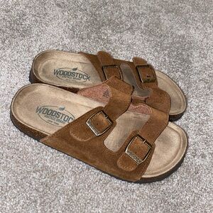 Woodstock Brown Upper Leather Slide‎ Sandals Boys Size 2 Similar To Birkenstocks